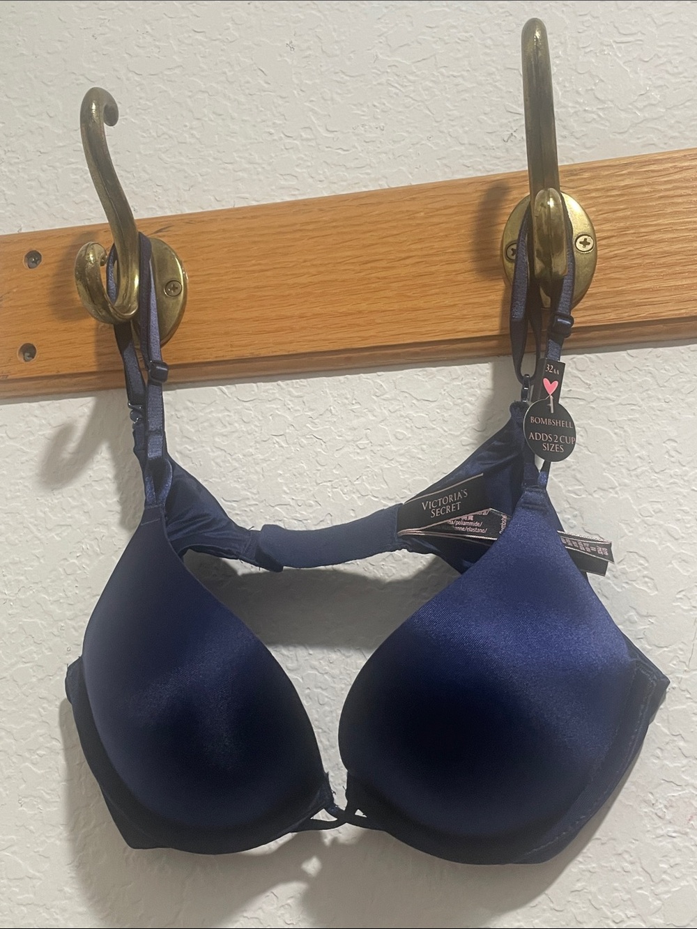 Victoria's Secret Navy Satin Push-Up Bra with Smooth Cups